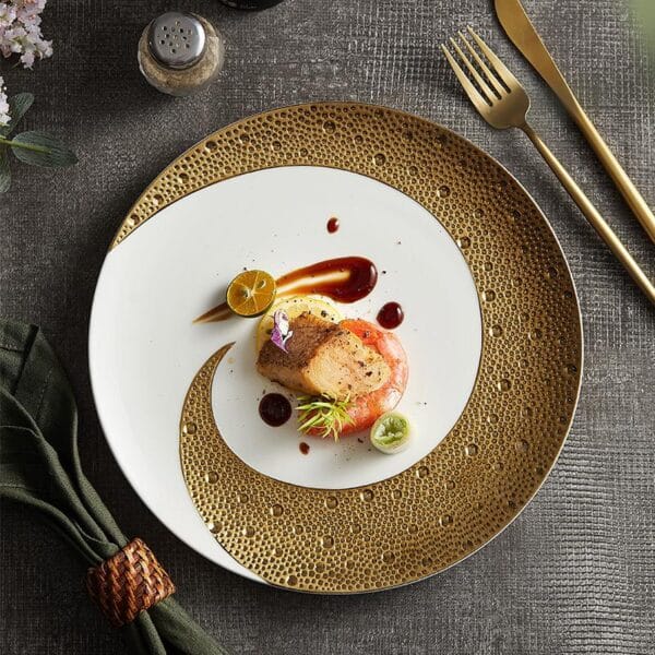Gold Rim Ceramic Dinner Plates Wholesale - Image 4