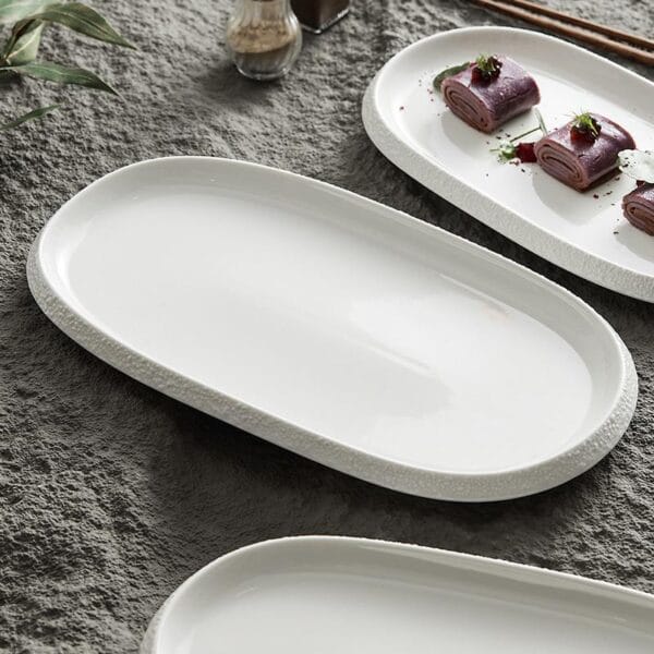 Oval Ceramic Dinner Plate Rock Rim Wholesale - Image 4