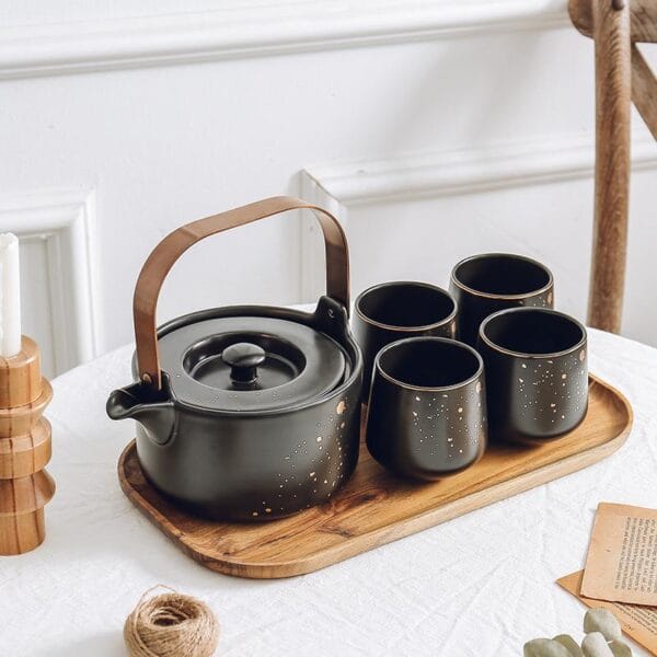 Emerald Ceramic Tea Set Wholesale Nordic 4 Person - Image 4