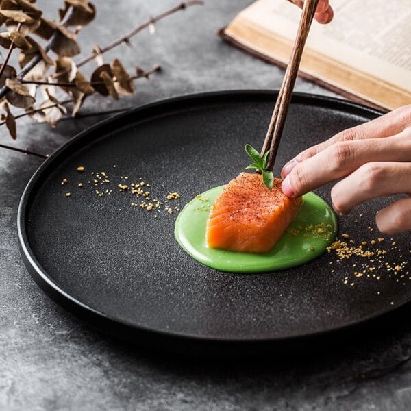 Matte Black Bone China Dinner Plate Wholesale - Image 3