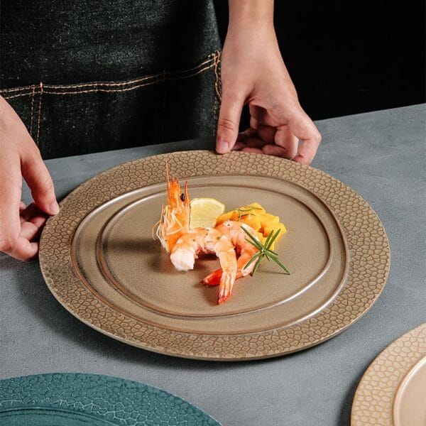 Embossed Square Porcelain Dinner Plate Wholesale - Image 3