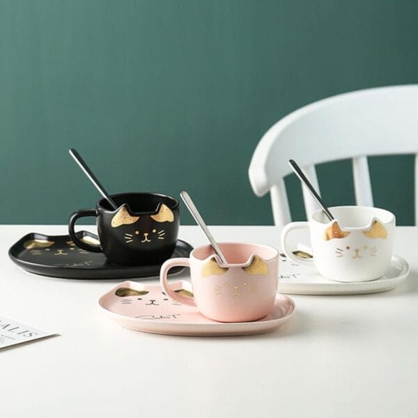 Cat Ceramic Coffee Mug Tray Set Wholesale Horeca - Image 3