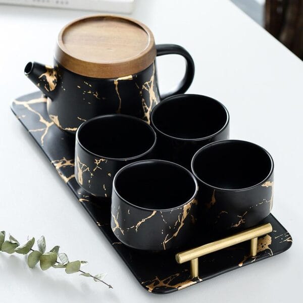 Marble Ceramic Tea Pot Cup Set Wholesale Horeca - Image 4