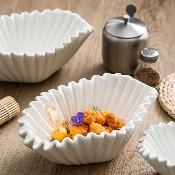 Matte White Porcelain Salad Bowl Wholesale - Image 2