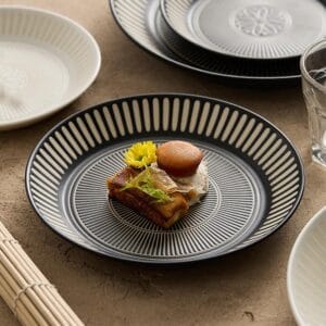 Morocco Ceramic Serving Plate Striped Wholesale