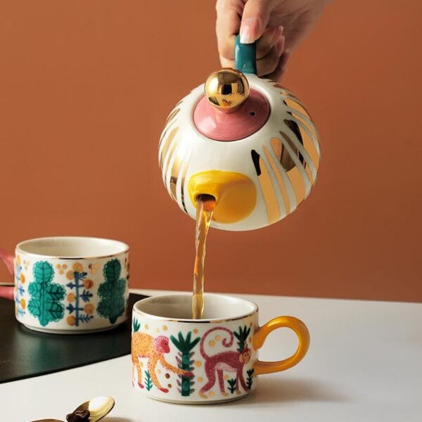 Gold Ceramic Coffee Tea Set Customizable Wholesale - Image 4