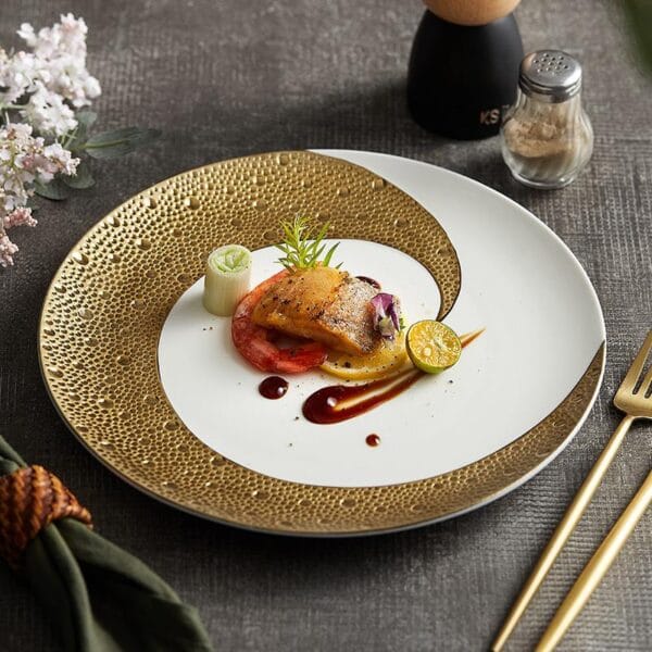Gold Rim Ceramic Dinner Plates Wholesale - Image 3