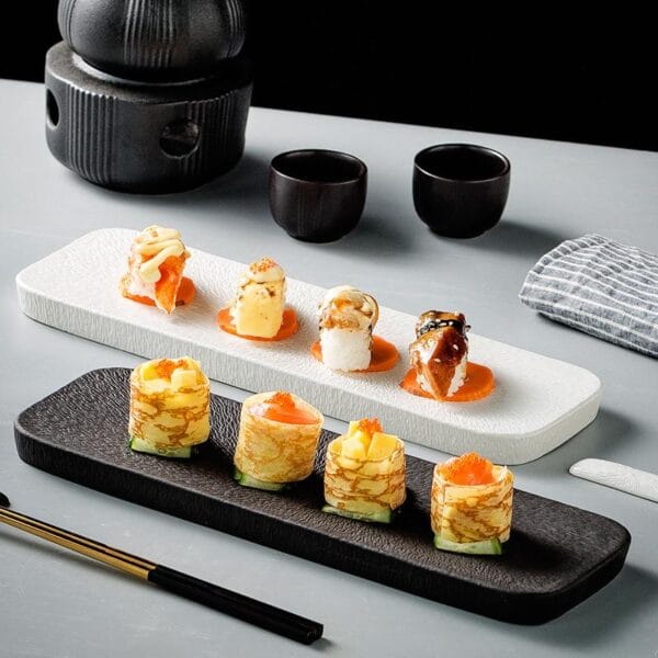 Blue Porcelain Sushi Dish Rectangular Wholesale - Image 3