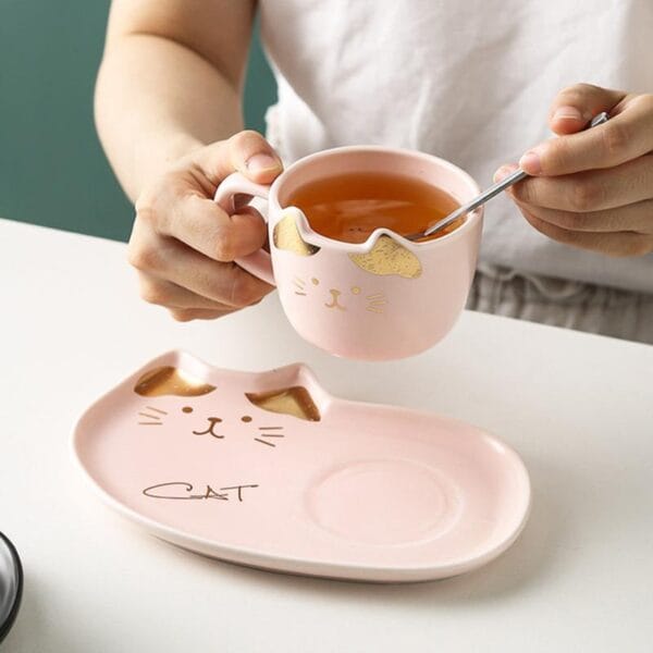 Cat Ceramic Coffee Mug Tray Set Wholesale Horeca - Image 2
