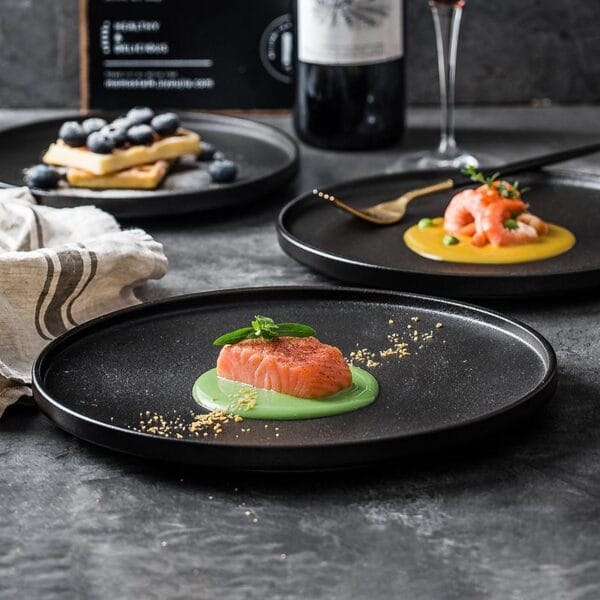 Matte Black Bone China Dinner Plate Wholesale - Image 4