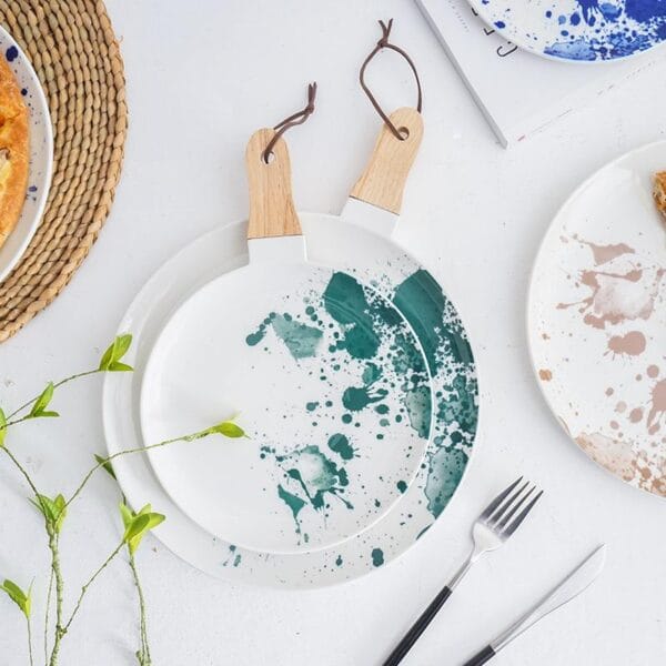 Nordic Ceramic Dinner Plate Wooden Handle Wholesale - Image 3