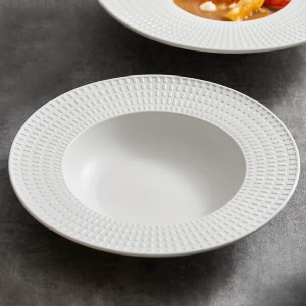 Matte White Black Ceramic Steak Plate Wholesale - Image 2