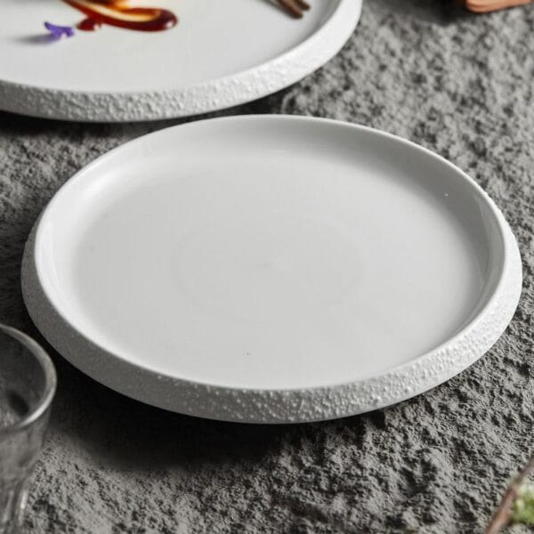 Matte White Ceramic Flat Serving Plate Wholesale - Image 4