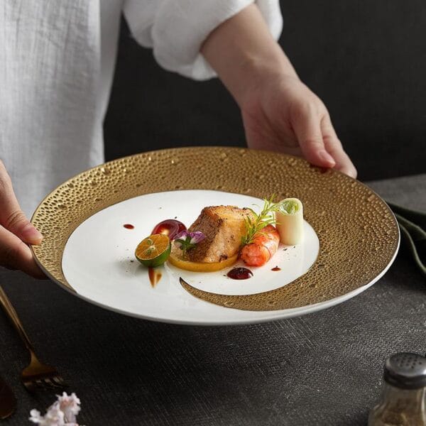 Gold Rim Ceramic Dinner Plates Wholesale