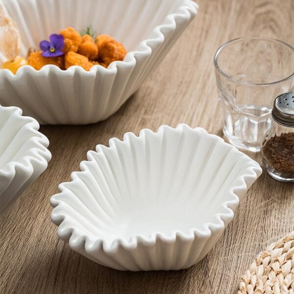 Matte White Porcelain Salad Bowl Wholesale - Image 4