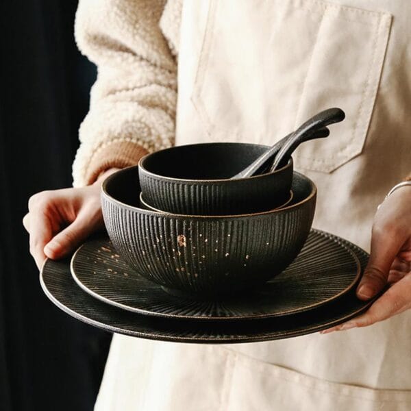Matte Black Porcelain Deep Plate Wholesale - Image 2
