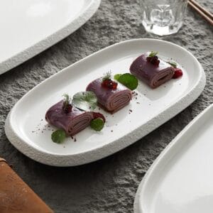 Oval Ceramic Dinner Plate Rock Rim Wholesale