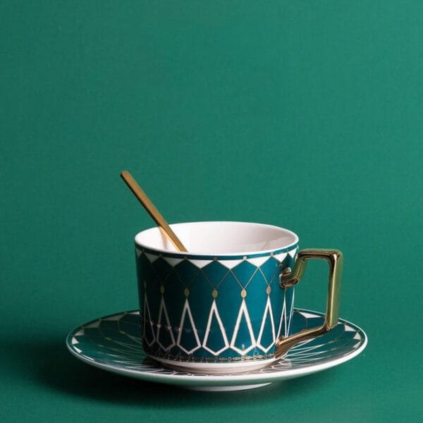 Golden Ceramic Coffee Tea Cup Set Wholesale Cafe