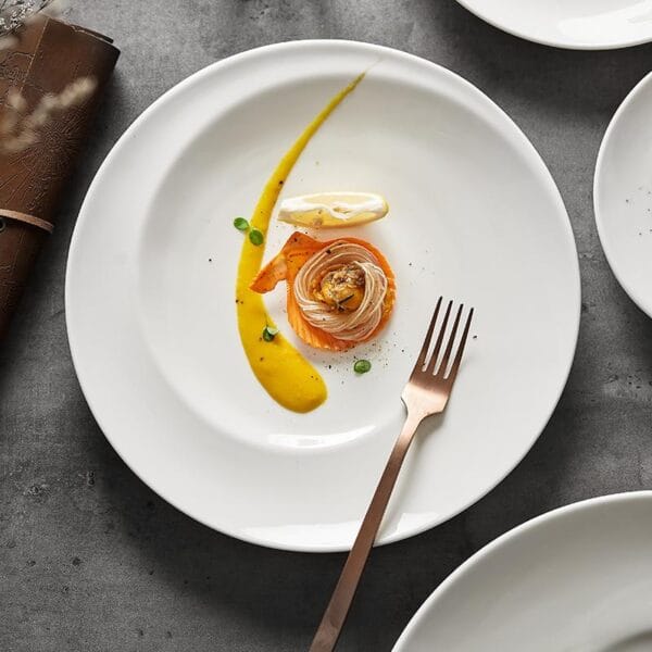 Golden Embossed Ceramic Dinner Plate Wholesale - Image 3