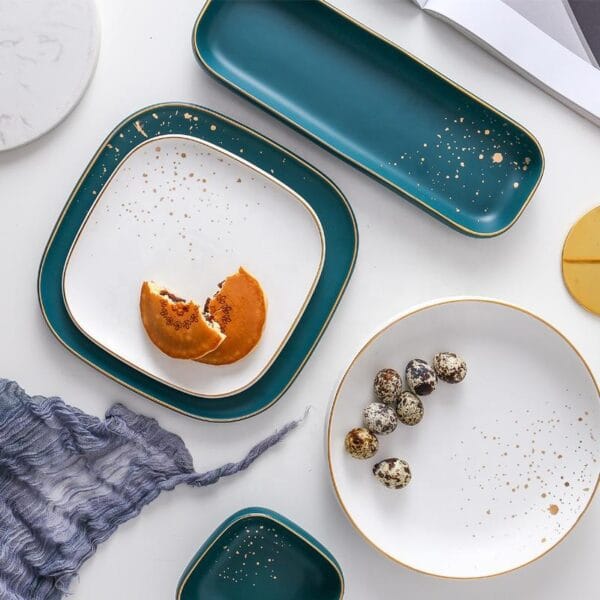 Gold Dot Ceramic Dinner Plates Wholesale - Image 4