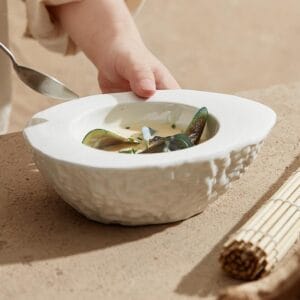 White Ceramic Egg Shaped Serving Set Wholesale