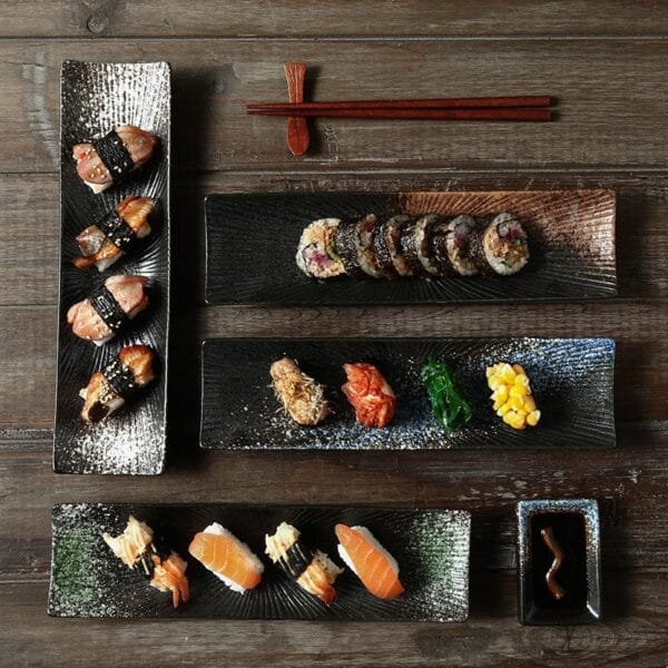 Irregular Rectangular Porcelain Sushi Plate Wholesale - Image 2