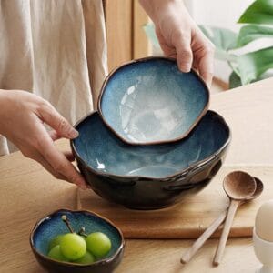 Porcelain Reactive Glazed Blue Dinner Bowl Wholesale