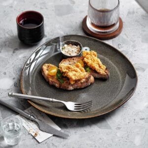 Blue Glazed Ceramic Shallow Plate Wholesale