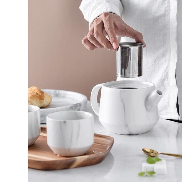 Marble Ceramic Teapot Tray Set Wholesale Nordic - Image 3