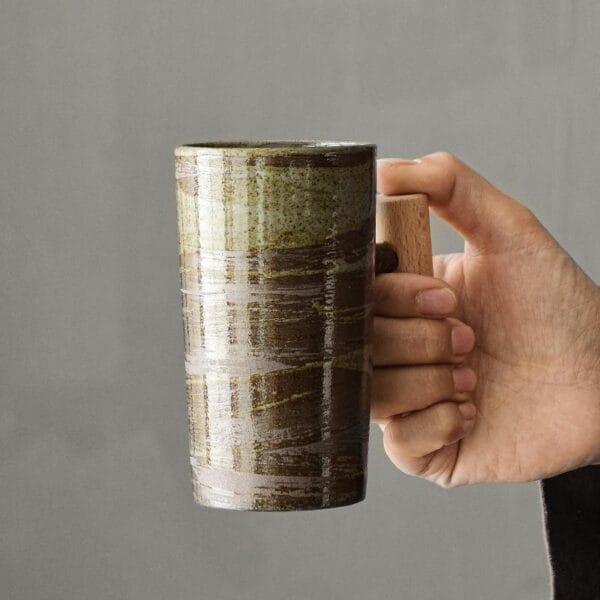 Wooden Handle Ceramic Tea Cup Wholesale