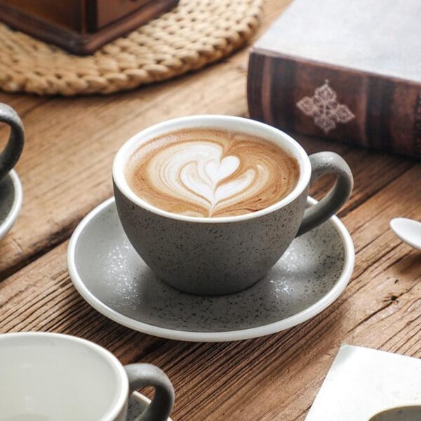 Granite Ceramic Espresso Mug Saucer Set Wholesale