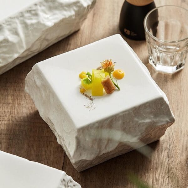 Square Rocky Ceramic Show Plate Wholesale - Image 4