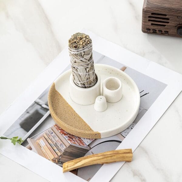 Dual-Color Ceramic Sage Holder Wholesale - Image 3