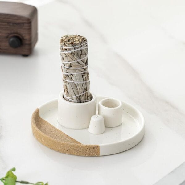Dual-Color Ceramic Sage Holder Wholesale - Image 2